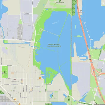 Map of William W. Powers State Recreation Area